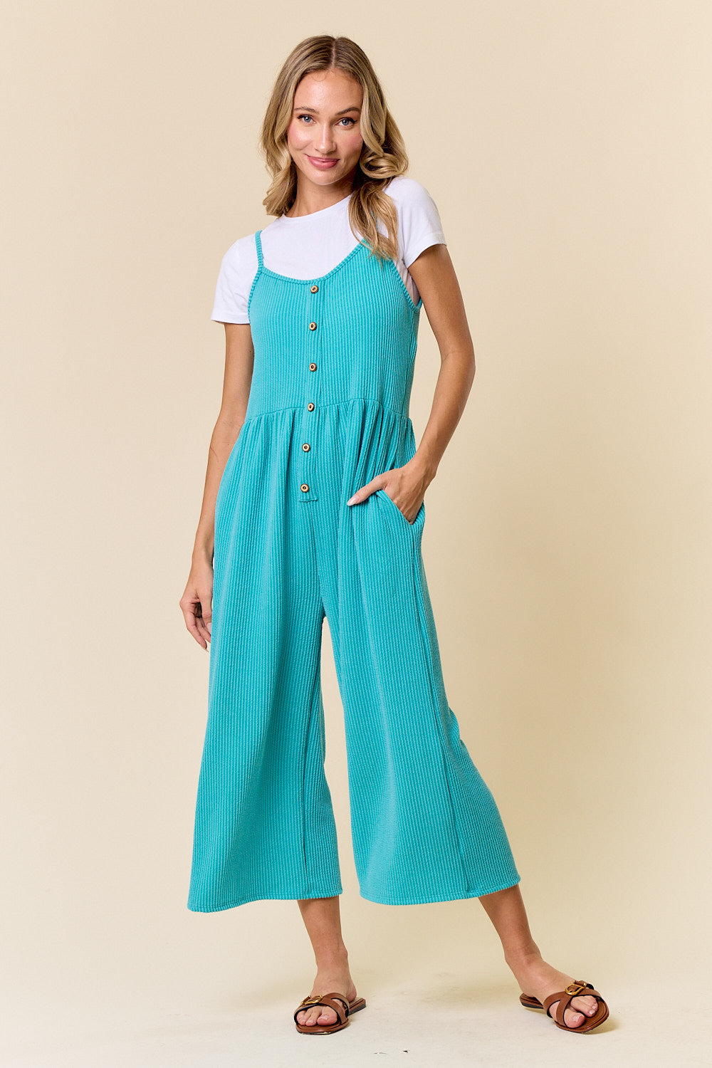 Sweet Like Candy Jumpsuit-Aqua